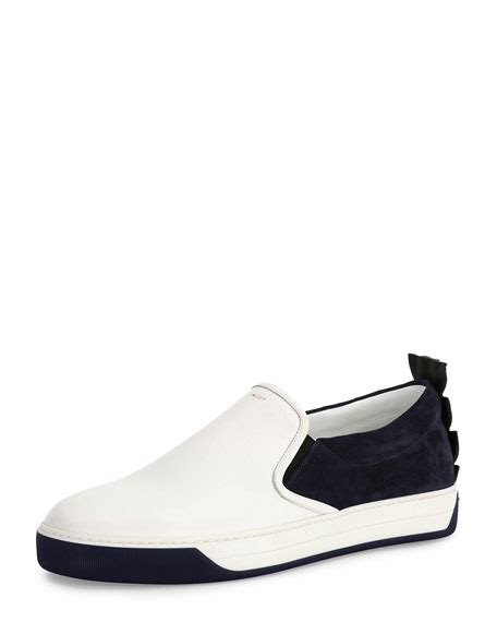 fendi crocodile-back leather slip-on sneaker white blue|Women's Luxury Sneakers .